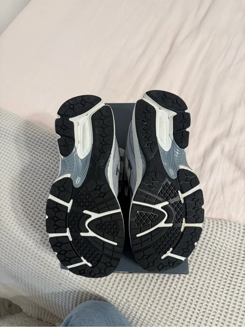 New Balance Grey Mesh & Suede Running Sneakers
